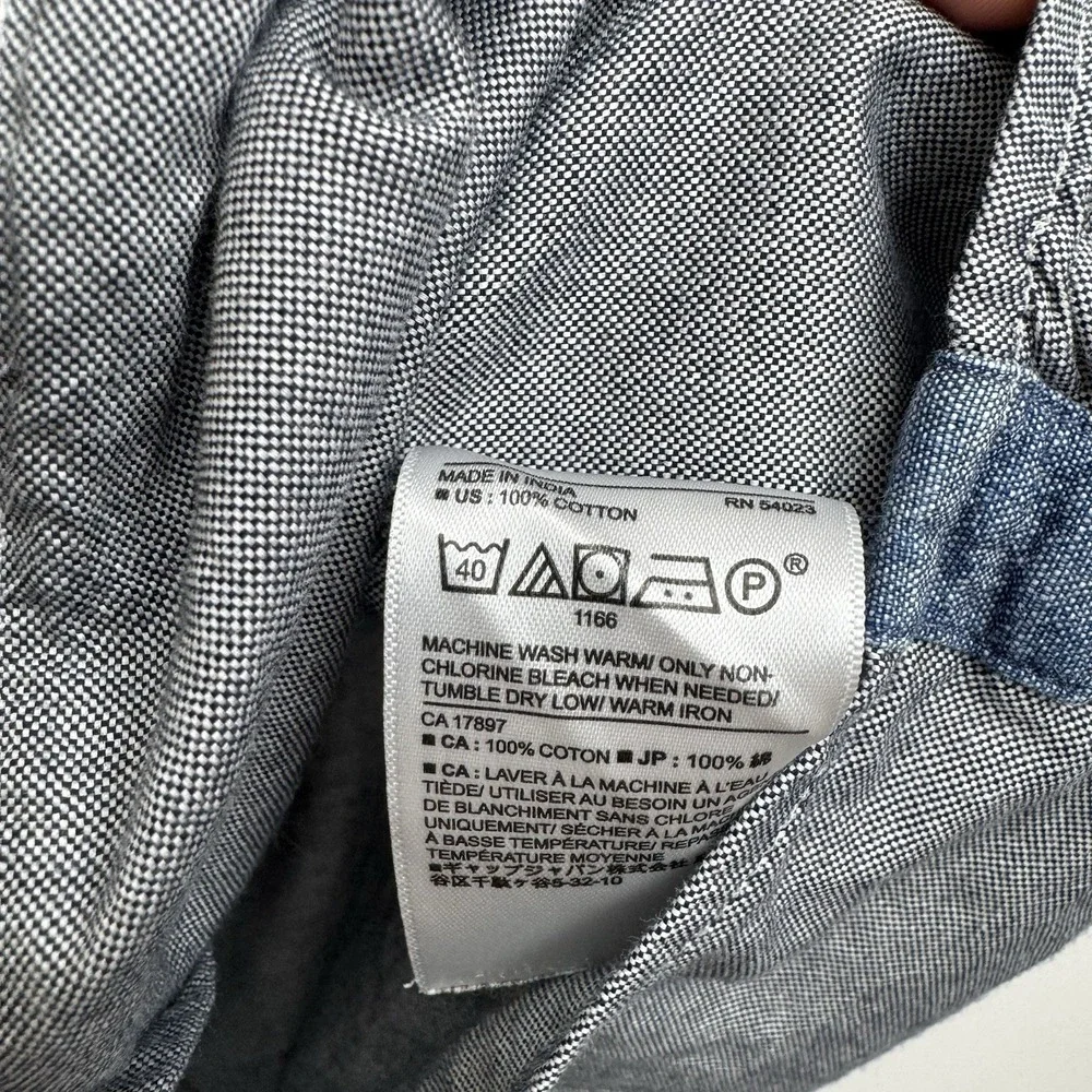 Banana Republic Gray L Oxford Dress Shirt Cotton Untucked Button-Up Preppy Men's